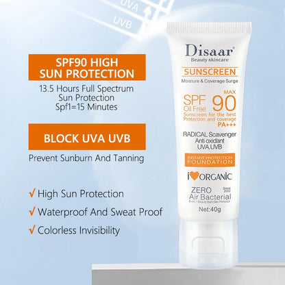 Protector solar facial y corporal resistente al agua SPF 90+ UV