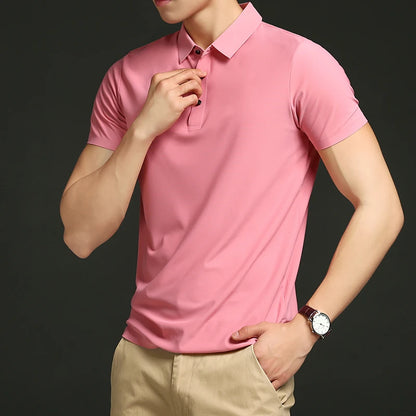 Playera seda helada tipo polo diseño lujoso