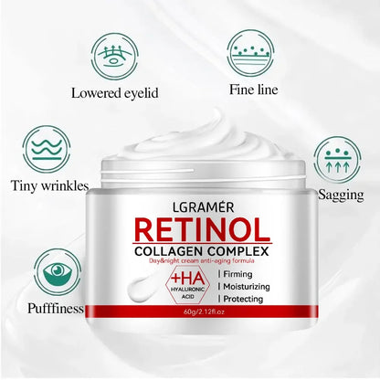 Crema reafirmante con retinol y colágeno para suavizar arrugas, crema facial hidratante, blanqueadora e iluminadora