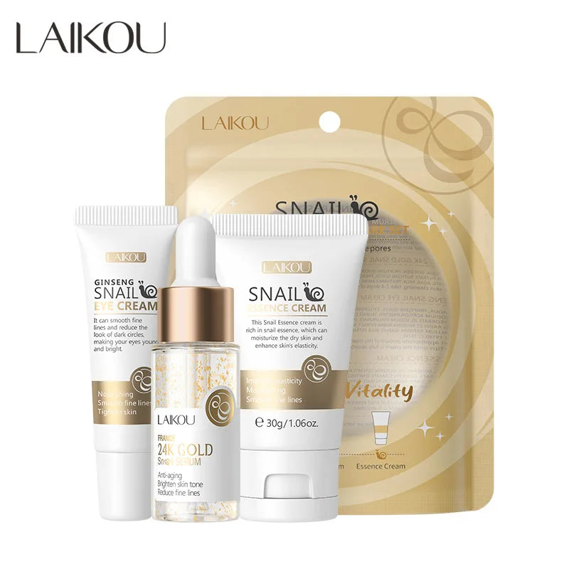 Kit de cuidado facial con vitamina C (3 piezas): crema facial, sérum, crema para ojos, hidratante y antiarrugas.