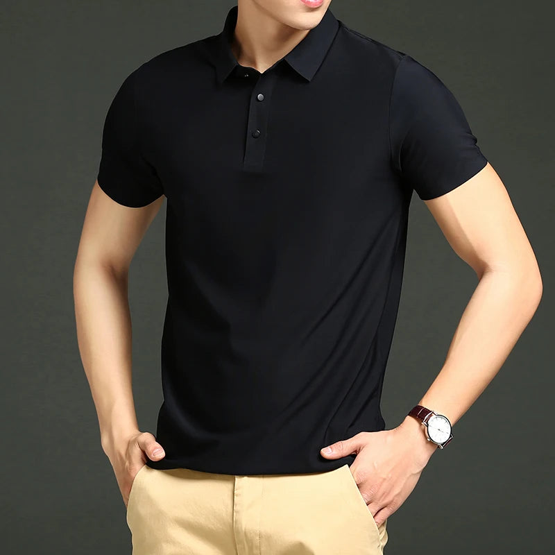 Playera seda helada tipo polo diseño lujoso