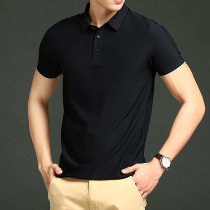 Playera seda helada tipo polo diseño lujoso