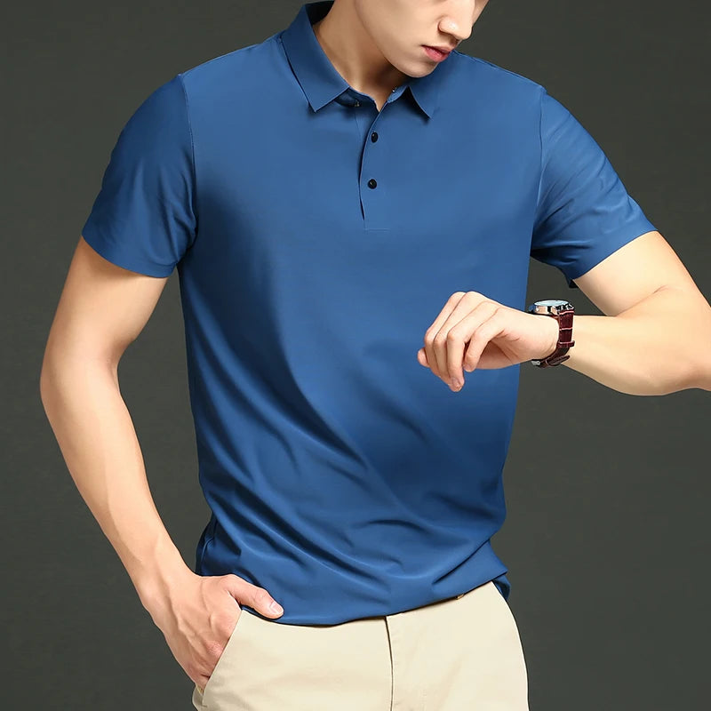 Playera seda helada tipo polo diseño lujoso