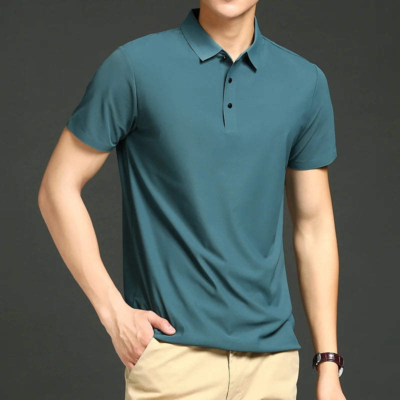 Playera seda helada tipo polo diseño lujoso