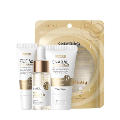 Kit de cuidado facial con vitamina C (3 piezas): crema facial, sérum, crema para ojos, hidratante y antiarrugas.
