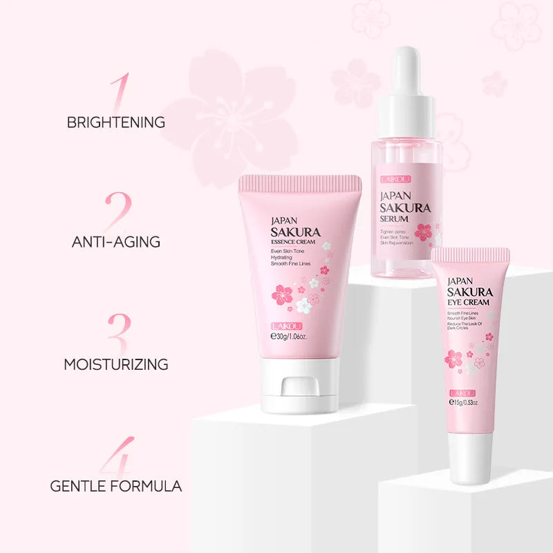 Kit de cuidado facial con vitamina C (3 piezas): crema facial, sérum, crema para ojos, hidratante y antiarrugas.